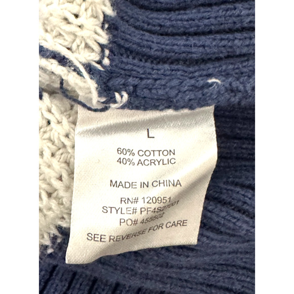 Pink Rose Blue White Striped Funnel Zip Collar Sweater Large Preppy Nautical - Picture 8 of 8